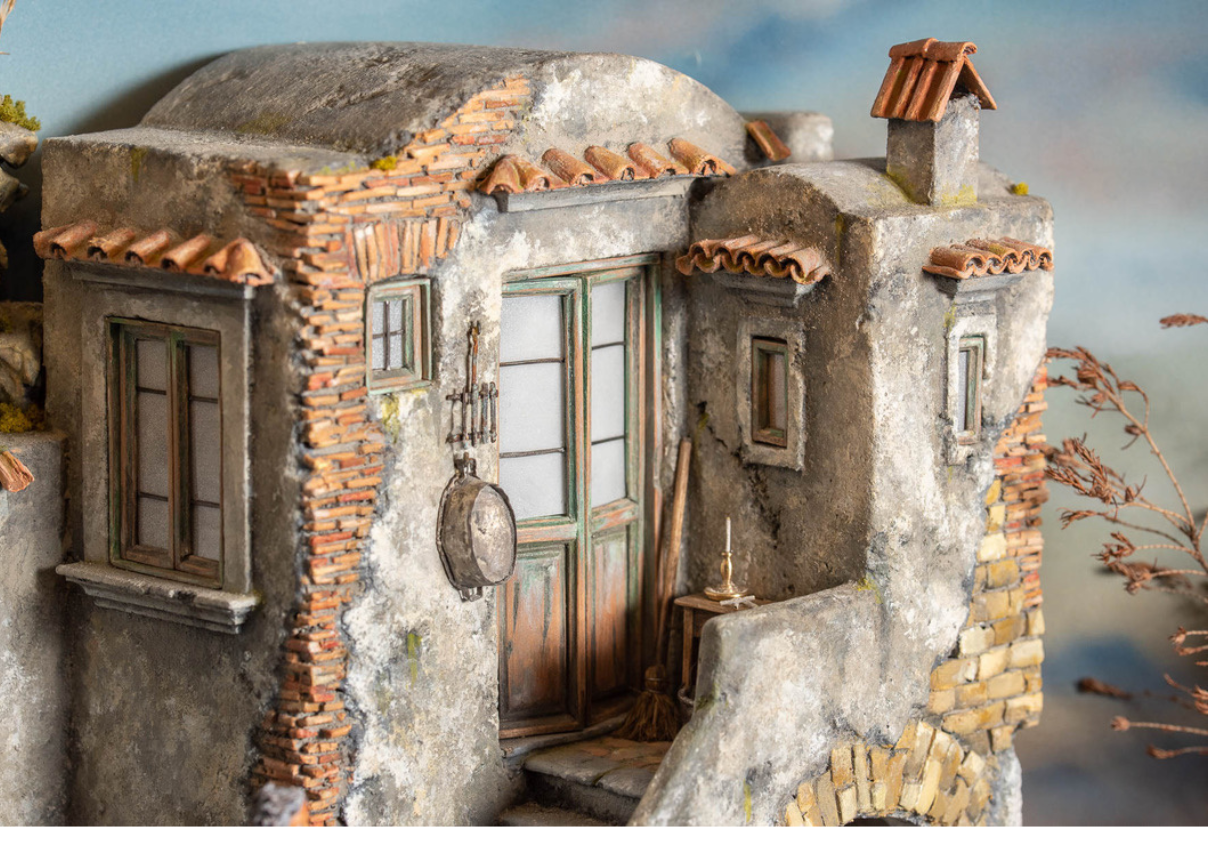 Presepe fatto a mano, un Antico Borgo.