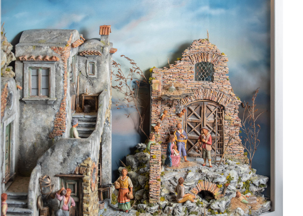 Presepe fatto a mano, un Antico Borgo.