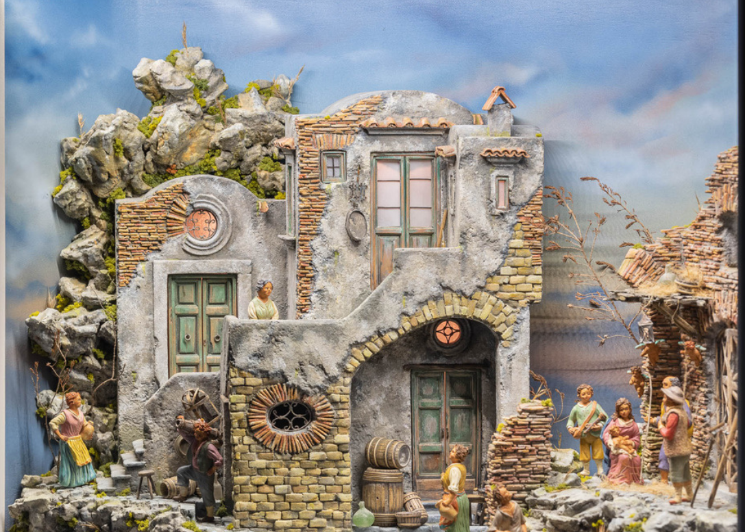 Presepe fatto a mano, un Antico Borgo.