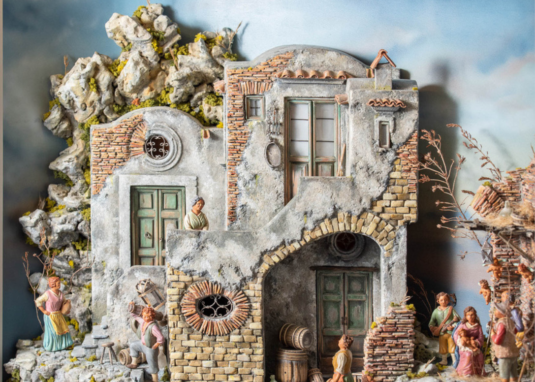Presepe fatto a mano, un Antico Borgo.