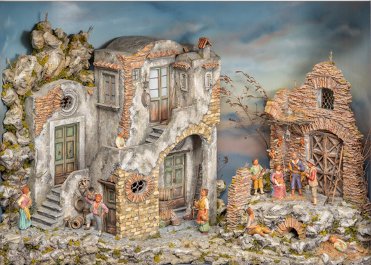 Presepe fatto a mano, un Antico Borgo.